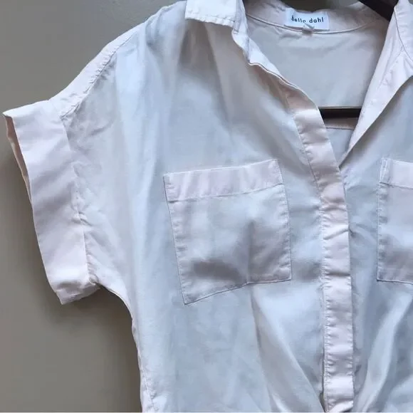 Bella Dahl  Women's Cap Sleeve Tie-Up Front Shirt Button-Up Women's Top (XS) - Picture 4 of 11